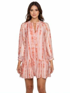 Marie Oliver Retta Dress Size Small Silk Linen Cranberry Dye Boho